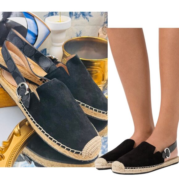🆕 COACH 🧿 NWOT Black Suede Candice Espadrille - Size US 6 - Picture 1 of 16